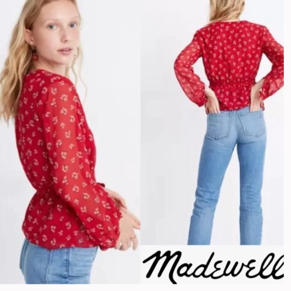 Madewell V-Neck Peplum Top - Picture 1 of 7